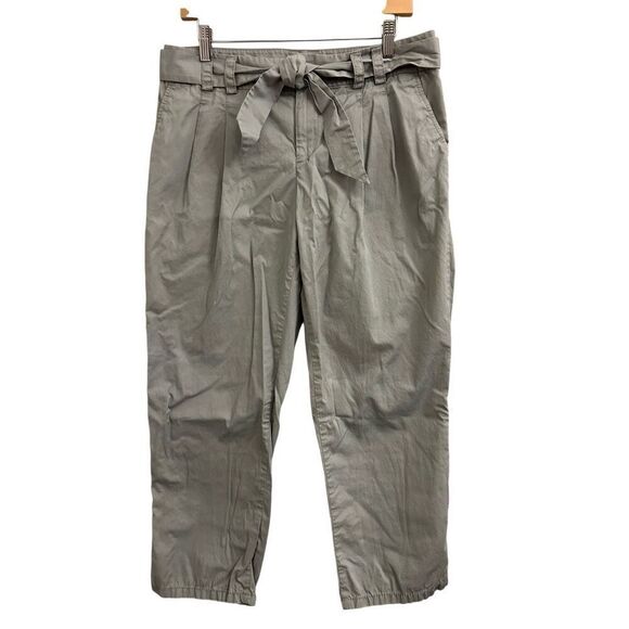 Express paperbag tie waist ankle chino size 8 gray - Picture 1 of 9